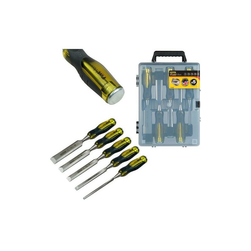 Stanley - Thru Tang FatMax Cased Chisel Set 5 Piece Bevel Edge 2-16-269 Strike Cap