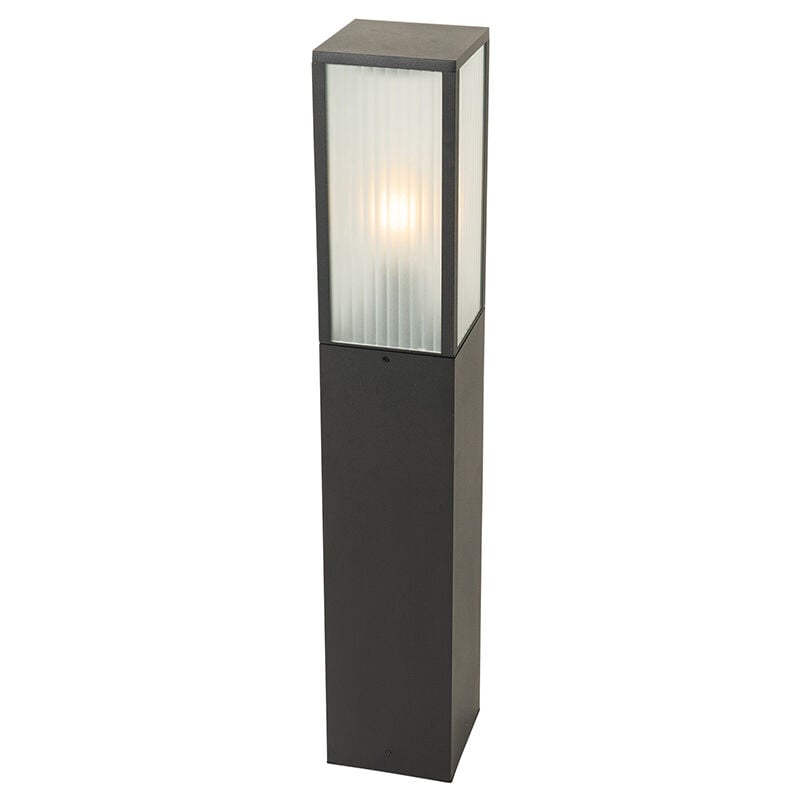 Standing outdoor lamp black with ribbed glass 80 cm IP44 - Charlois - Black