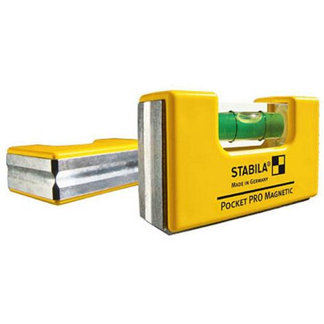 STABILA MESSGERÄTE STABILA Wasserwaage Pocket PRO Magnetic, 7 cm, mit Seltenerd-Magnetsystem und Gürtel-Clip - 17953