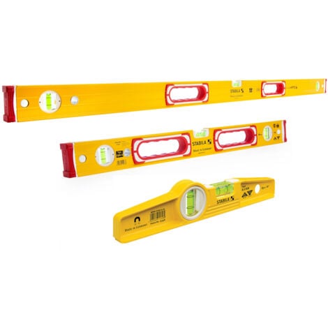 Stabila STB196-2 3 Vial 60cm & 120cm Spirit Level Pack With 81SREM Scaffold / Torpedo 250mm Magnetic Level