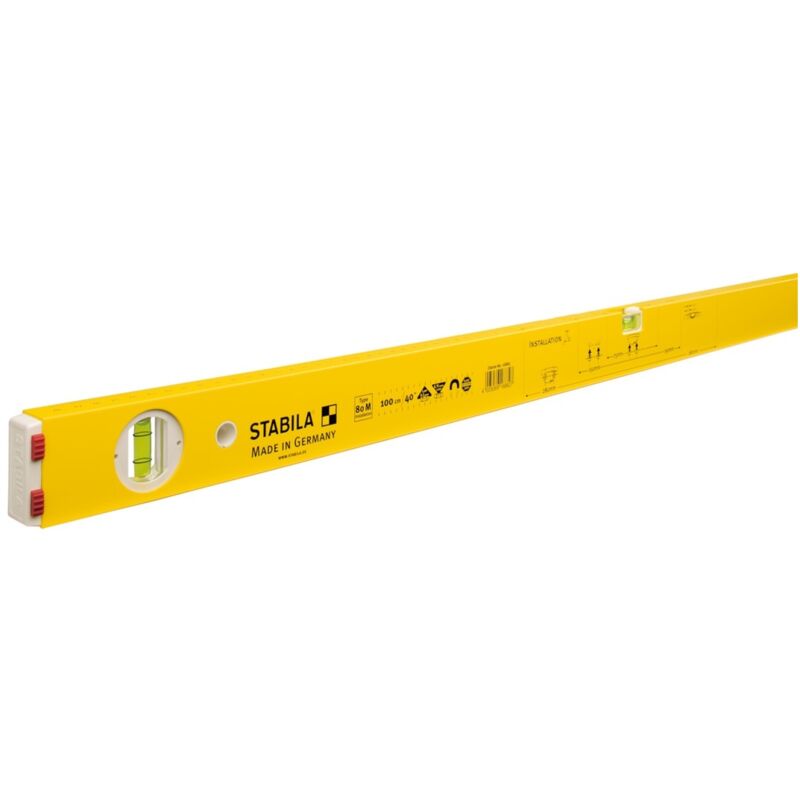 Stabila - Wasserwaage Type 80 m Installation Aluminium Messwerkzeug 60 - 100 cm, Ausführung: Type 80 m Installation, 100 cm