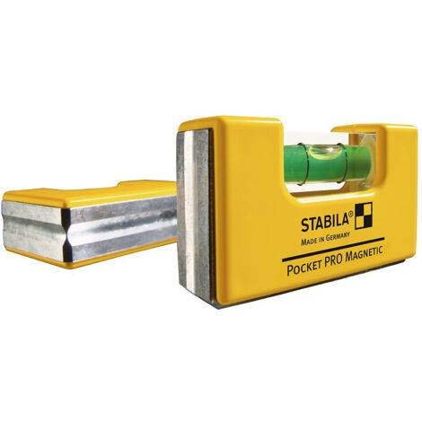 STABILA Wasserwaage Pocket PRO Magnetic, 7 cm, mit Seltenerd-Magnetsystem und Gürtel-Clip - 17768