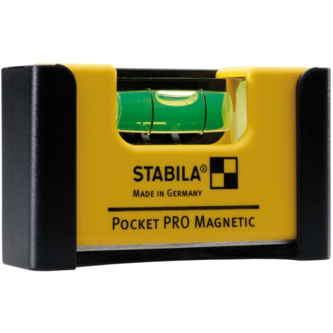 STABILA MESSGERÄTE STABILA Wasserwaage Pocket PRO Magnetic 7 cm mit Seltenerd-Magnetsystem und Gürtel-Clip auf SB-Karte