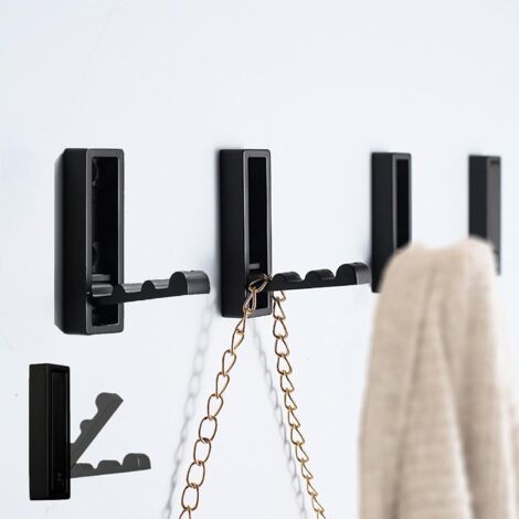 Stabile, schwarze, klappbare Wandhaken zum Aufhängen von Mänteln, Handtüchern und Taschen im Badezimmer und Eingangsbereich