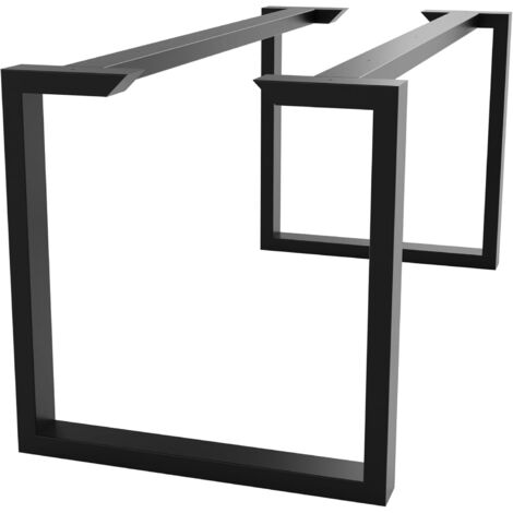 Stabile Tischbeine aus Metall – Schwarz, inklusive Schrauben und Bodenschonern – Trapezförmiges Gestell für moderne Couchtische, Esstische und Wohnzimmertische – 140 x 70 x 72 cm