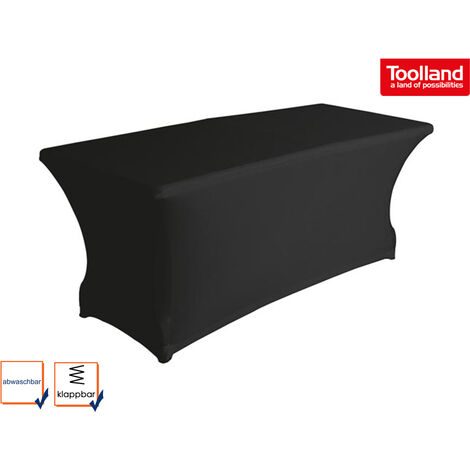 Stabiler Gartentisch Klapptisch aus Kunststoff mit schwarzer Stretch Husse