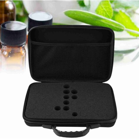 Stabiler Transportkoffer für ätherische Öle, Organizer-Box für 60 Fläschchen (5 ml/15 ml), wasserdicht und rutschfest aus EVA, schwarz