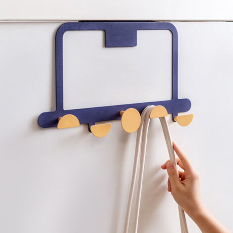 Stabiler Türhaken – Spurlose Montage – Regalhalterung für Bad und Küche – Eisen – Multifunktional – Blau – 39 x 23 cm