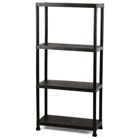 Stabiles Standregal Kunststoff Schwarz für Draußen & Drinnen, 4 Böden, 80cm