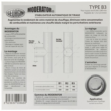 Stabilisateur de tirage modérator B3 SB3 THERMADOR, Stabilisateur De Tirage
