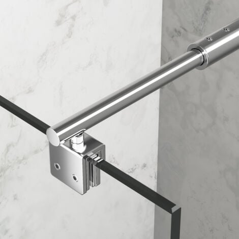 Stabilisatorstange Duschwand Stabilisator Dusche Haltestange duschwand Halter Wandhalter Teleskopstange 73-123cm für 5-10mm Glas