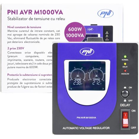 Stabilizzatore di tensione con relè PNI AVR M1000VA, 2.7A, 600W, 1000VA