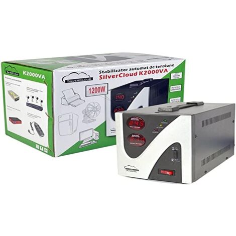 Stabilizzatore di tensione SilverCloud 2000 va 1200 W, Nero/Bianco