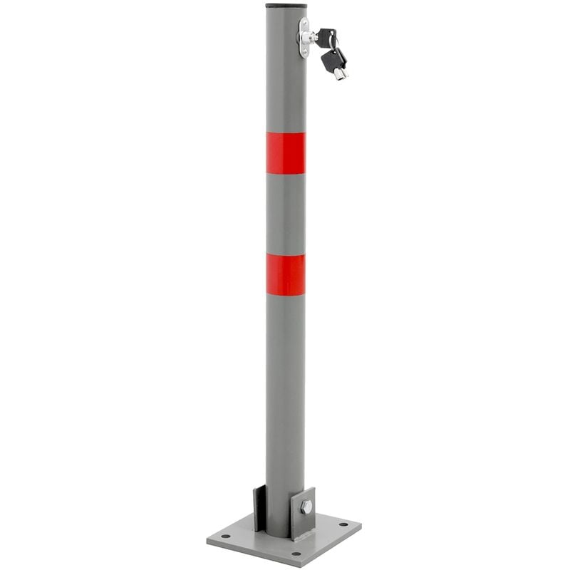 Ecd Germany - Barriera di Parcheggio Pieghevole 71 x 6 cm Rotondo Dissuasore Barra Chiusura Posteggio Protezione Vialetto in Acciaio + 3 Chiavi e