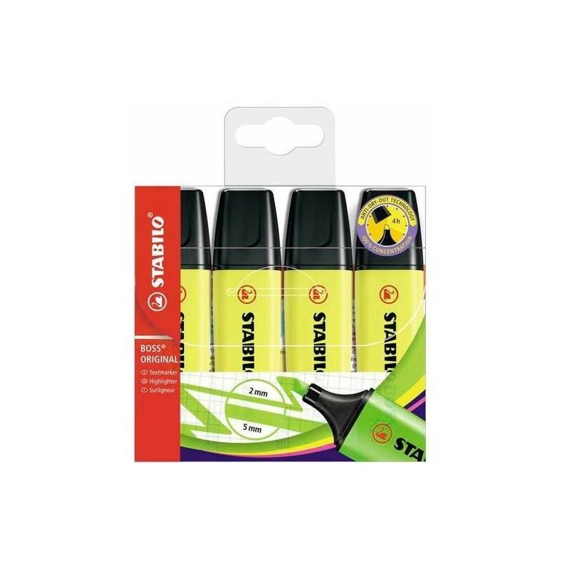 

Stabilo boss original rotulador fluorescente amarill estuche -4u-
