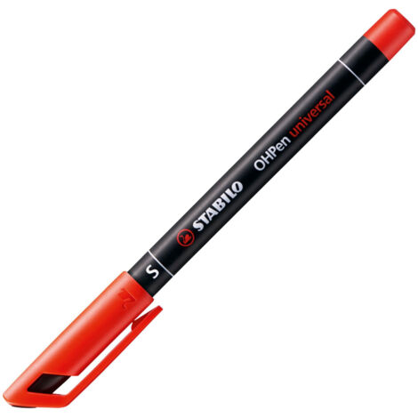 STABILO OHPen Marcatore Permanente Rosso 0,4 mm con Cap Off Ink e Fermaglio