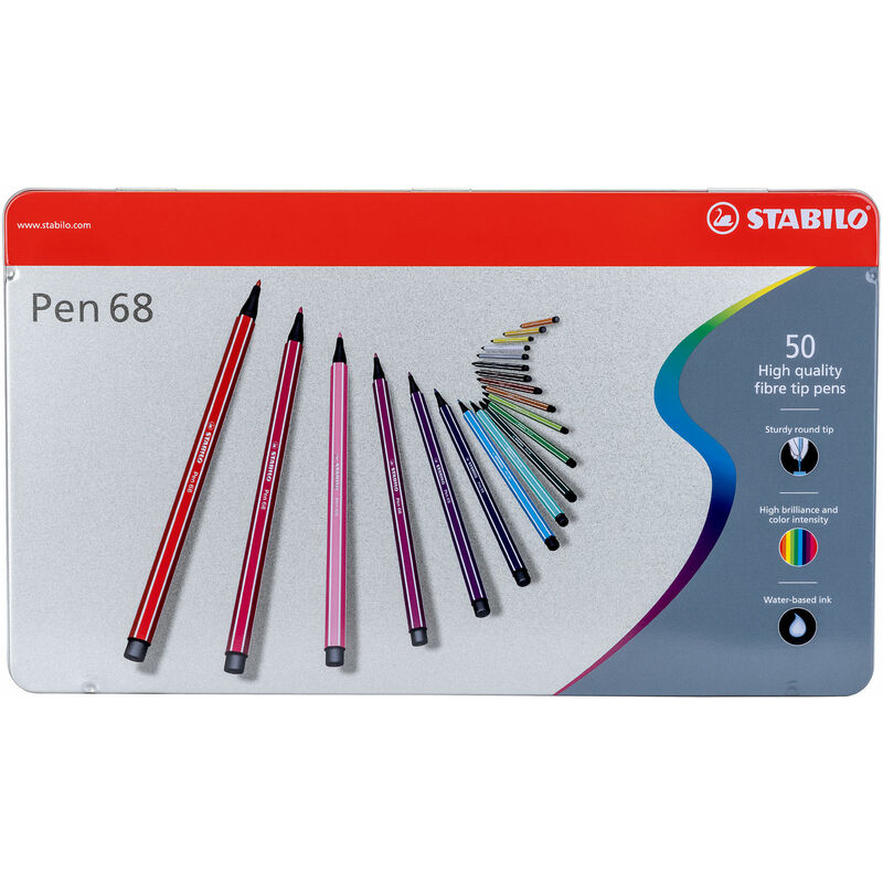 Pen 68 Premium Fibre Tip Pens Tinned Art Products 50 shades - Stabilo