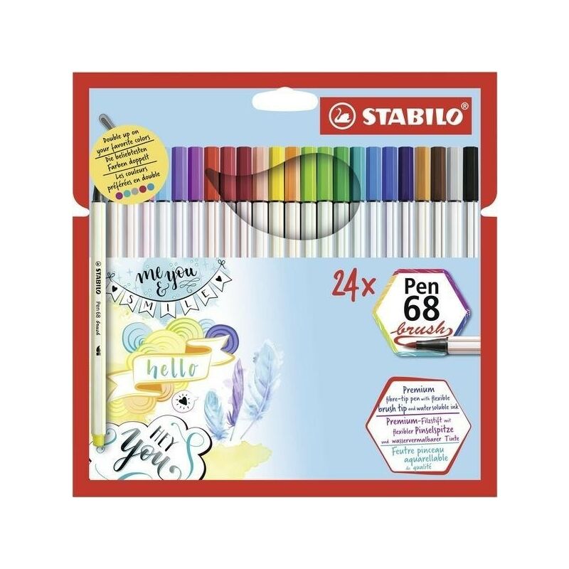 

Stabilo pen 68 rotulador brush estuche carton 24 colores