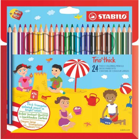 Stabilo STABILO Trio Thick Colouring Pencil Assorted Colours (Pack 24)