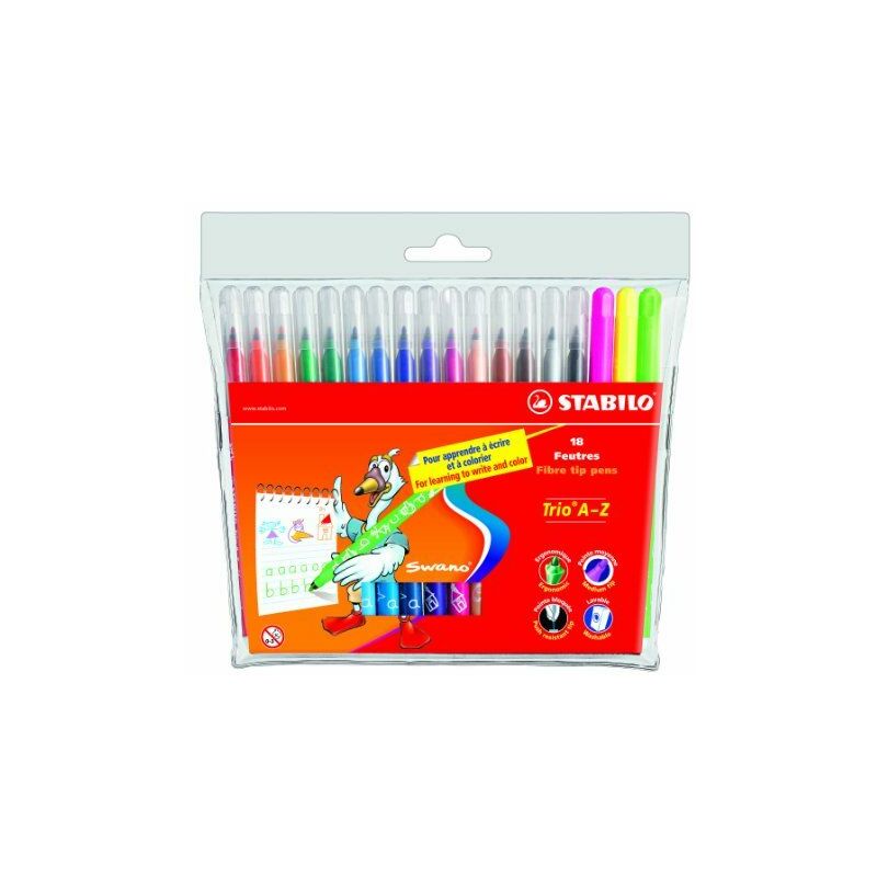 

STABILO Trio AZ - Rotulador escolar - Estuche de 18 colores