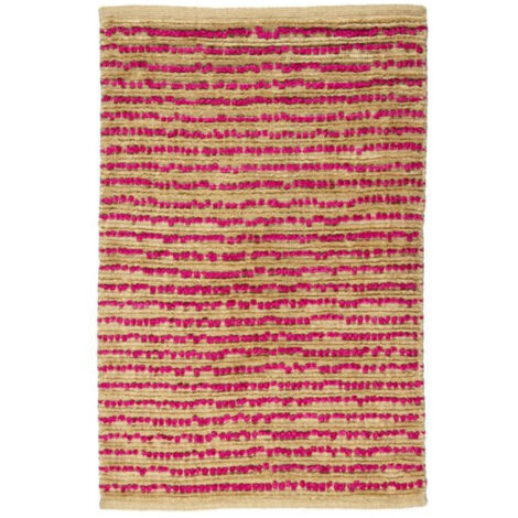 STABILOVE LIGNE - Tapis en jute et coton beige et fuschia 60x90