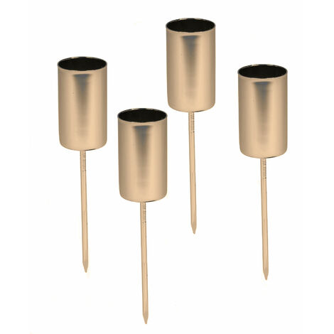 Stabkerzen Pick 4er Set - gold- Kerzen Stecker für Advents und Weihnachts Gesteck - Kerzenpick für Tafelkerzen