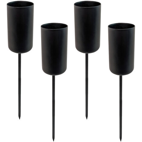 Stabkerzen Pick 4er Set - schwarz - Kerzen Stecker für Advents und Weihnachts Gesteck - Kerzenpick für Tafelkerzen