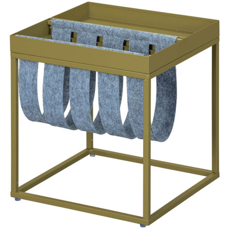 STACIO - Table d'Appoint Verte avec Porte-Brochure