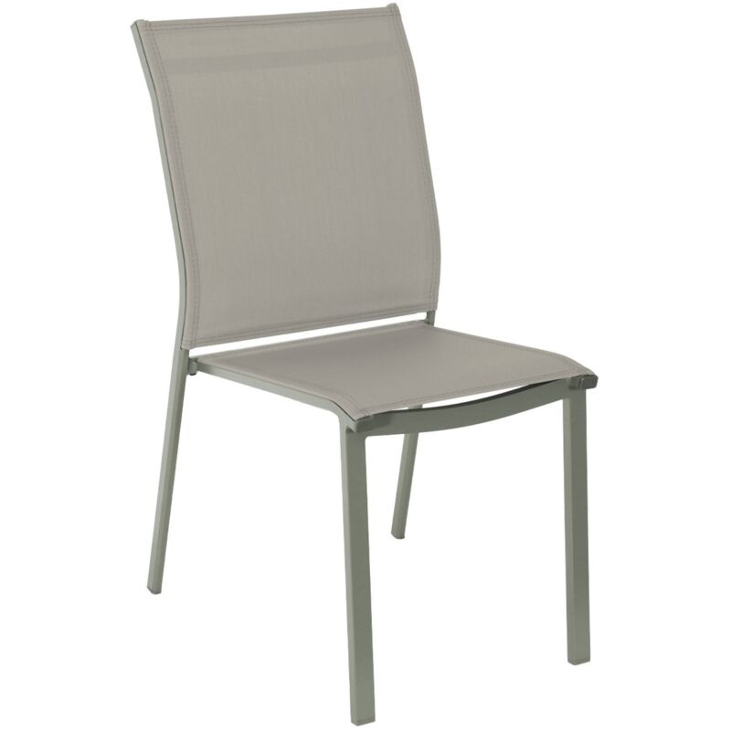 Sweeek - Set Of 4 Stackable Garden Chairs Cleveland Aluminum And Khaki Textilene, 64.5 X 45.5 X 89.5 Cm