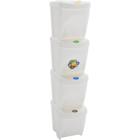 Stackable Garbage Bin Boxes 4 pcs White 100 L Polypropylene vidaXL