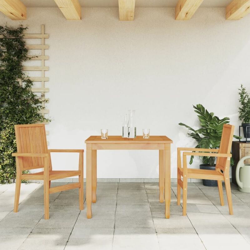 Vidaxl - Stackable Garden Chairs 2 Pcs 56.5x57.5x91 Cm Solid Wood Teak