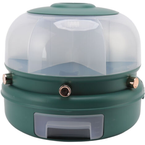 Stackable Grain Storage Container Single Layer 6 Grids Rotating Rice Dispenser for Kitchen Organization Dark Green