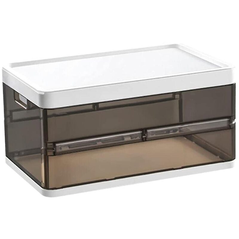 Fei Yu - Bacs de rangement en plastique empilables avec couvercle, organisateurs de placard pliables, boîte de rangement, organisateurs de tiroirs