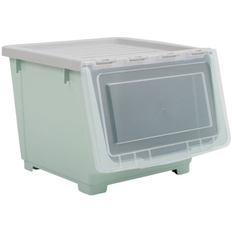 Stackable Plastic Storage Box with Lid and Wheels