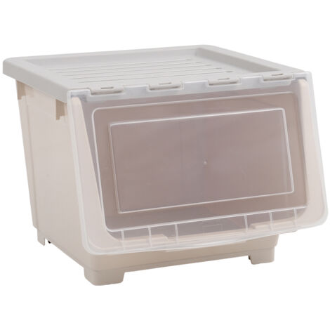 Stackable Plastic Storage Box with Lid and Wheels