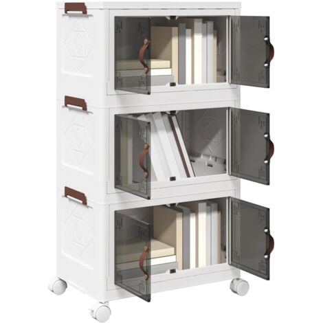 Stackable Storage Box with Wheels 3-Tier 28 L 48.5x29.5x86 cm vidaXL