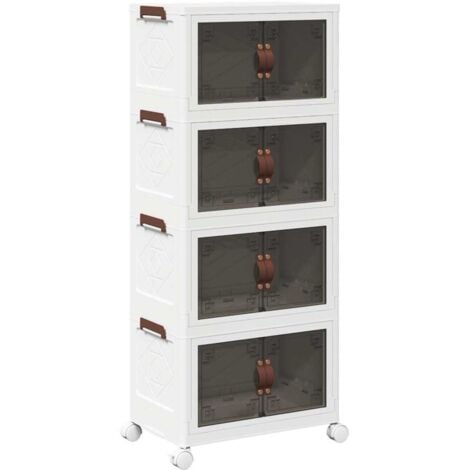 Stackable Storage Box with Wheels 4-Tier 28 L 48x29.5x112.5 cm vidaXL