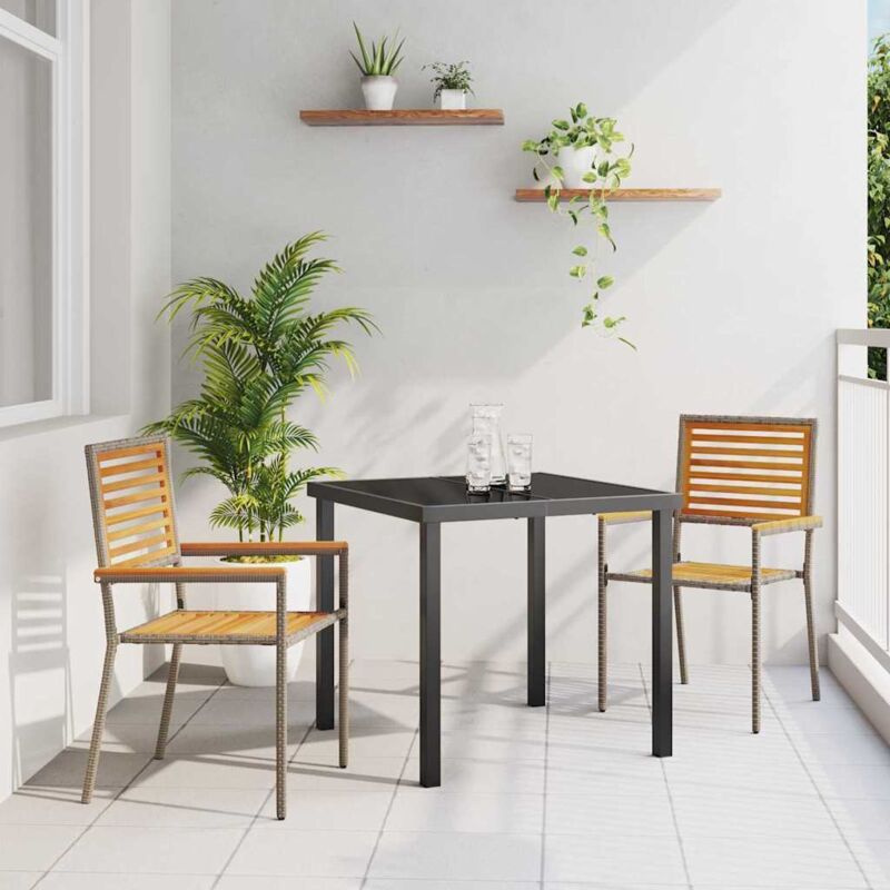 Garden Stacking Chairs 2 Pcs Brown, Grey Vidaxl