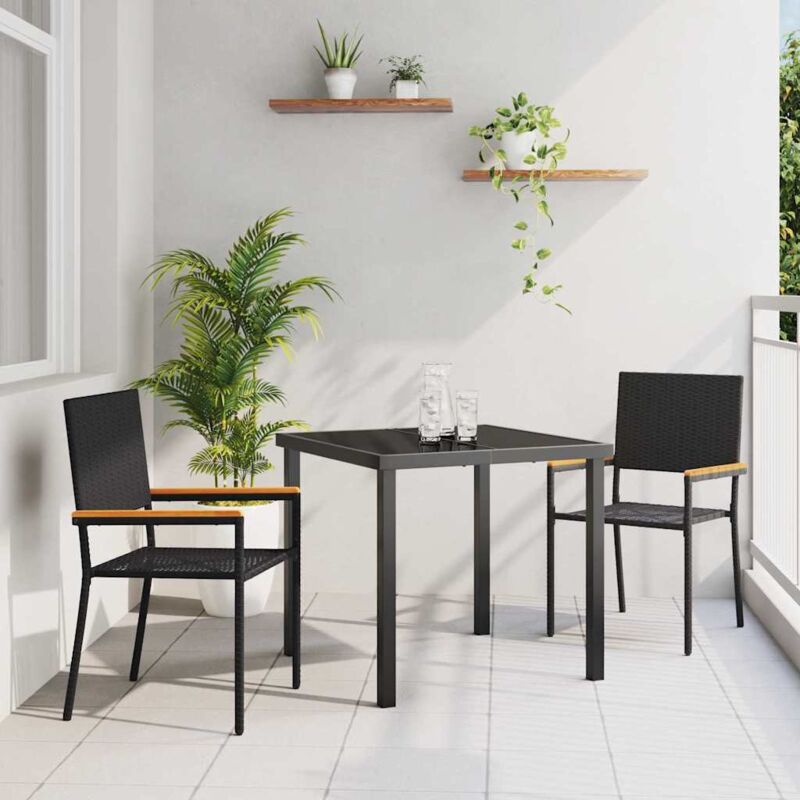Garden Stacking Chairs 2 Pcs Black, Brown Vidaxl