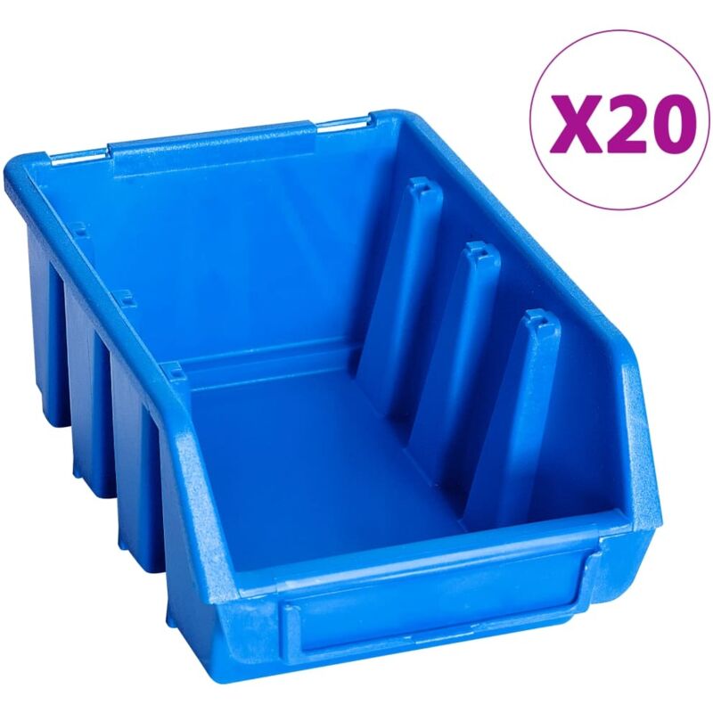 Stacking Storage Bins 20 pcs Blue Plastic vidaXL
