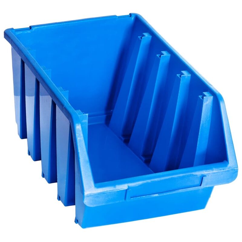 Stacking Storage Bins 14 pcs Blue Plastic vidaXL