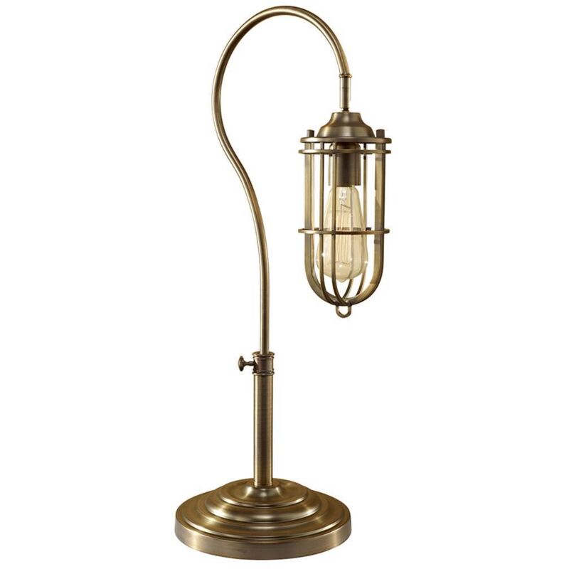 Elstead Gelb Tischleuchte Beistelllampe Nachttischlampe Stahl Messing H 61,6 Cm 1 Flammig