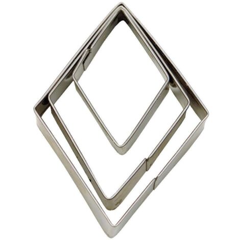 Staedter 3 Pezzo a Rombi terrazza Cutter Set con Liscio, Argento, 3/5/7 cm