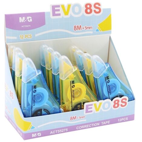 Staedtler EVO8 S - Ruban correcteur, 8 m, 5 mm, 12 pièces en présentoir