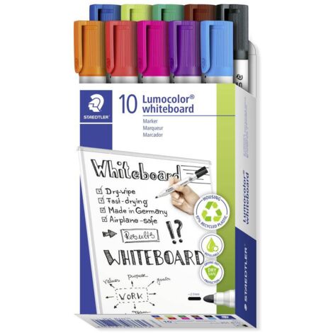 Staedtler Lumocolor 351 351 B10 Marcatore per lavagna bianca Rosso, Arancione, Viola, Blu, Verde, Marrone, Nero, Verde