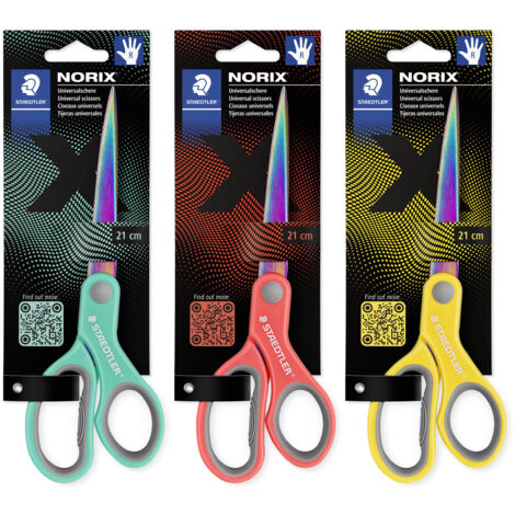 STAEDTLER NORIX 965 21X BK CISEAUX UNIVERSELS, HAUTE PERFORMANCE DE COUPE, CARTE EN CARTON AVEC 1 PAIRE DE CISEAUX DE BRICOLAGE