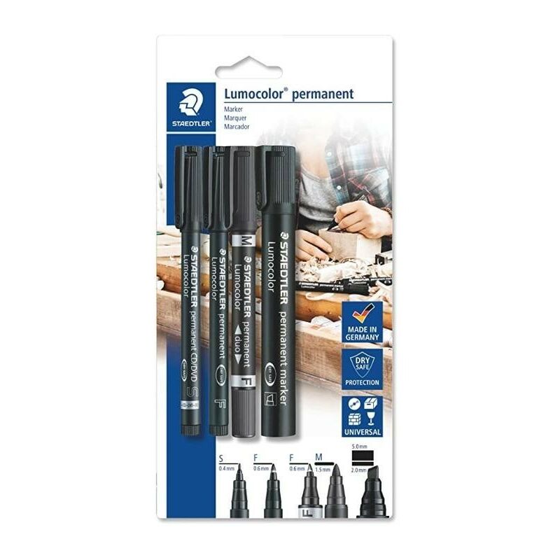 

Staedtler rotulador permanente lumocolor 60bk diferentes puntas blister de 4 ud