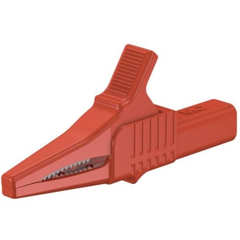 Stäubli XKK-1001 Pince crocodile de sécurité enfichable 4 mm CAT II 1000 V rouge