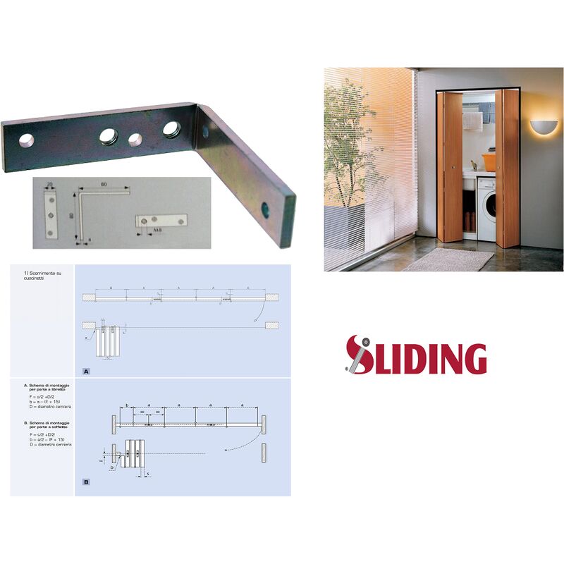 Staffa geco angolare per porte scorrevoli a