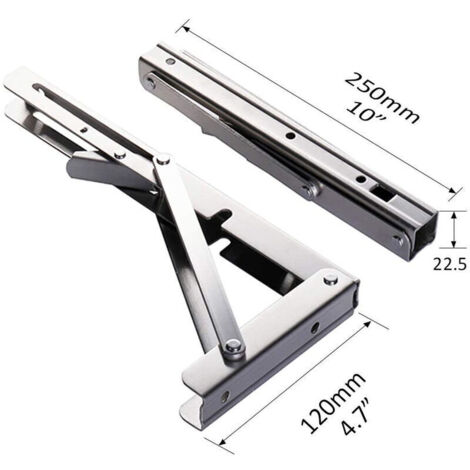 Staffa in 2 pezzi - Supporto per mensola pieghevole in acciaio inox da 250 mm, staffa a consolle pieghevole per mensole a parete, capacità di carico 80 kg